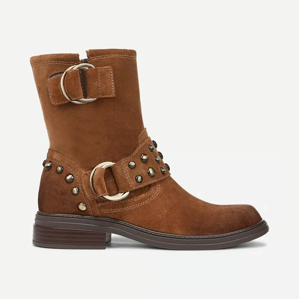 Naturalizer Womens Optimus Fashion Boot Dark Chestnut Brown Stud Suede 8.5 M